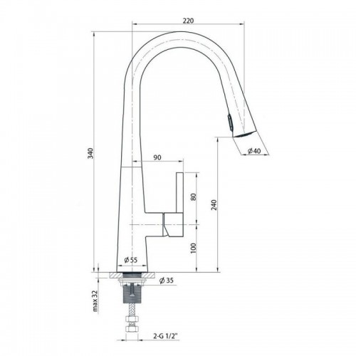 Кухонний змішувач U (k35) QT Cult CRM 007F