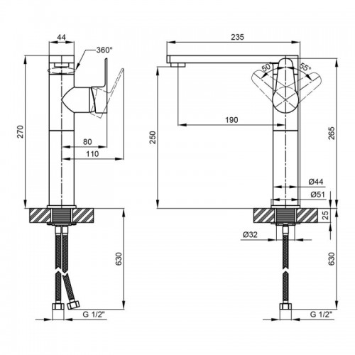 Кухонный смеситель (k35) QT ECO CRB 007F