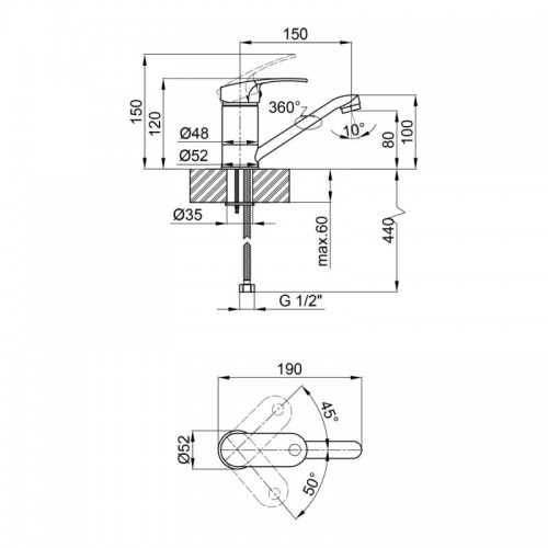 Кухонний змішувач 15 см (k40) QT Mars СRM 002M