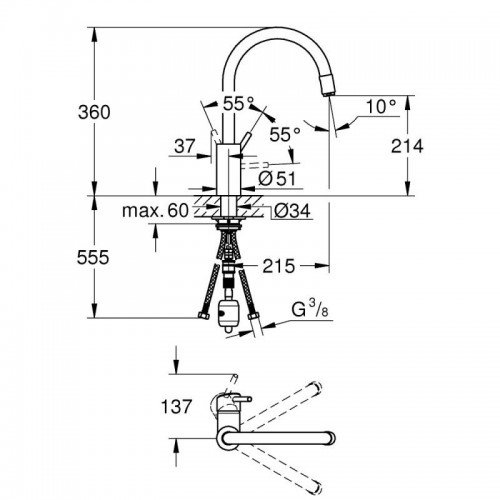 Кухонний змішувач Grohe EX Concetto 32663DC3