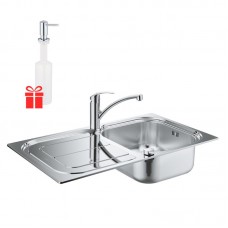 Набор Grohe EX Sink 31565SD0 кухонная мойка K300 + смеситель Eurosmart 33281002 + Grohe EX Contemporary 40536000 дозатор жидкого мыла