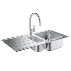 Набор Grohe EX Sink 31572SD0 K500 с доп. чашей + Grohe Eurostyle Cosmopolitan 31482003 смеситель для кухни
