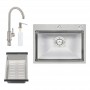 Набір QT D6045 SET кухонна мийка (інтегрована) Satin + змішувач + сушка + диспенсер