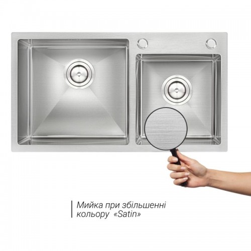 Набір QT S7843 SET кухонна мийка подвійна (інтегрована) Satin + змішувач + сушіння + диспенсер