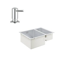 Набір Grohe EX Sink 31577SD1 кухонна мийка ліва K700U з дод. чашею (60 cm) + Grohe EX Contemporary 40536000 дозатор рідкого мила