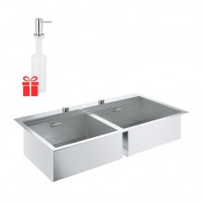 Набір Grohe EX Sink 31585SD0 кухонна мийка K800 подвійна (120 cm) + Grohe EX Contemporary 40536000 дозатор рідкого мила