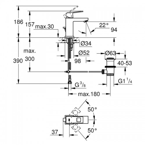 Смеситель для умывальника Grohe Eurocube 23127000