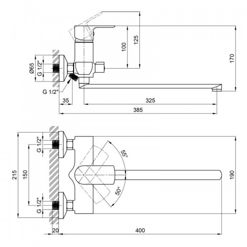 Изображение Смеситель для ванны (k35) QT Leo 3262102GC