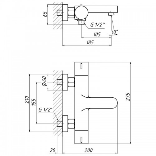 Змішувач термостатичний для ванни QT Votice 30T105-1GC