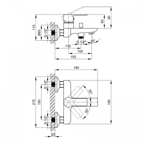 Змішувач для ванни з коротким виливом (білий) QT Úštěk 3016107DCW