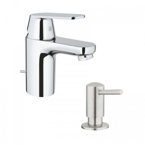 Смеситель для умывальника с донным клапаном Grohe Eurosmart Cosmopolitan 32825000 + дозатор Grohe EX Contemporary 40536DC0