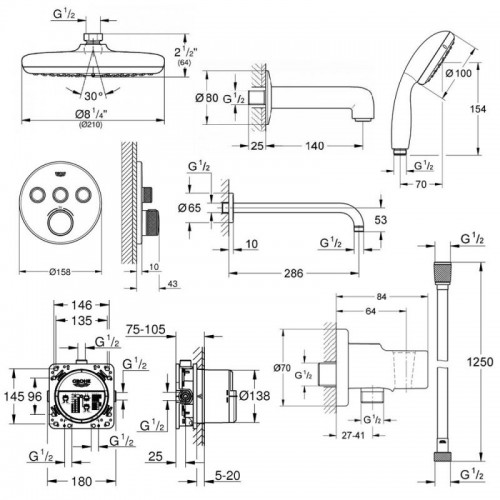 Набір для душу/ванної прихованого монтажу Grohe EX SmartControl 34614SC2