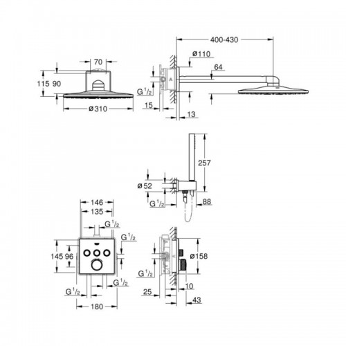 Зображення Душова система Grohe Grohtherm Cube 310 34804000