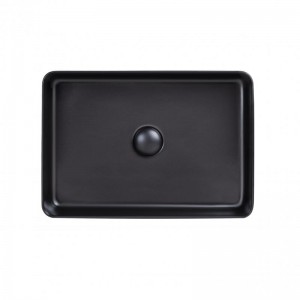 Раковина накладная  Qtap Tern 500х350х145 прямоугольная с донным клапаном Matt Black