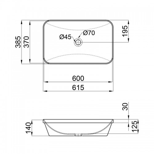 Раковина накладная Qtap Scorpio 610х380х150 прямоугольная с донным клапаном White