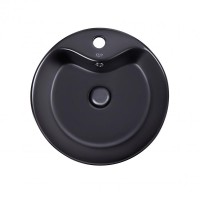 Раковина накладна Qtap Scorpio накладна кругла з донним клапаном 400x400x140 мм Matt Black