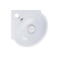 Раковина Qtap Leo подвесная овальная с донным клапаном 390x365x130 мм White
