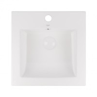 Раковина Qtap Stork врезная квадратная с донным клапаном 420x420x170 мм White