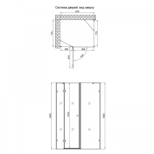 Душевая кабина Qtap CAPRICORN CRM1018RC6, прямоуг., 100x80, стекло 6мм Clear, распаш., без поддона