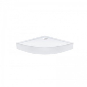 Душевой поддон Qtap ROBIN 308812C, полукруглый, 80x80x12, акриловый + ножки, диаметр слива 90 мм + сифон с гидрозатвором хром