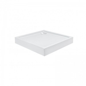 Душевой поддон Qtap TERN 308812C, квадратный, 80x80x12, акриловый + ножки, диаметр слива 90 мм + сифон с гидрозатвором хром