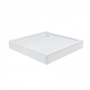 Душевой поддон Qtap TERN 309912C, квадратный, 90x90x12, акриловый + ножки, диаметр слива 90 мм + сифон с гидрозатвором хром