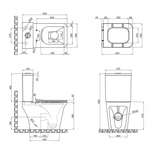 Унитаз напольный Qtap Kalao Rimless 660х360х820 мм с сиденьем Slim Duroplast/ Soft-close/ Quick relase бачок 3 /7.15L White