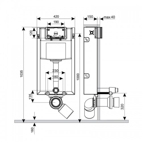 Изображение Инсталляционный бачок для унитаза 1035 х 420 х150 mm, 18/23 cм Qtap Nest PR