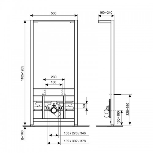 Инсталляция для биде 1120 /1290 х 500 х 155/235 mm Qtap Nest