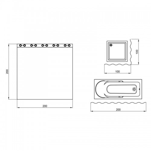 Шторка для ванной 200*200 QT Tessoro PA62856