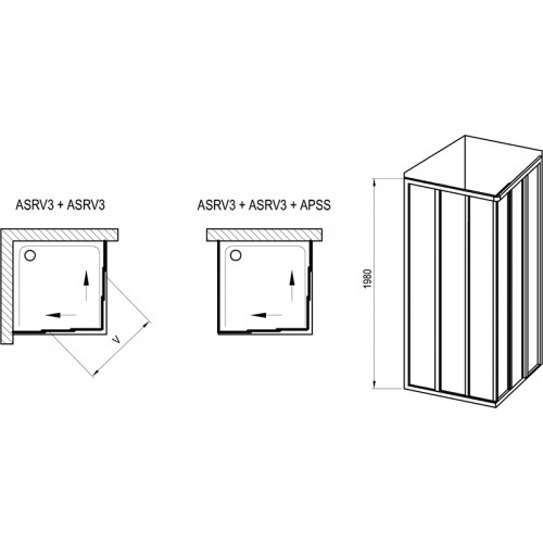 Душова кабіна RAVAK Supernova ASRV3 + ASRV3-80 198 БІЛИЙ+TRANSPARENT