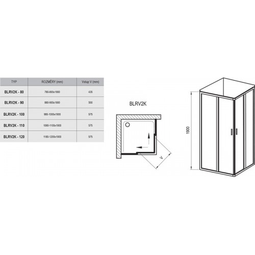 Душевая кабина RAVAK BLRV2K-100 БЕЛЫЙ TRANSPARENT