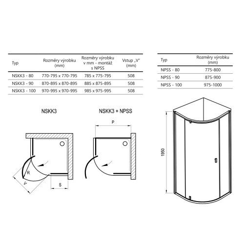 Душова кабіна RAVAK Nexty NSKK3-80 БІЛИЙ+TRANSPARENT