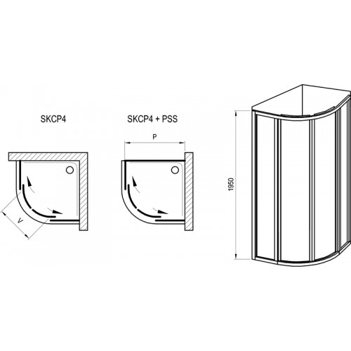 Душевая кабина RAVAK Supernova SKCP4-80 195 ЧЕРНЫЙ+GRAPE