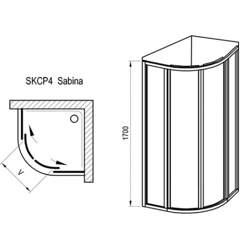 Зображення Душова кабіна укорочена RAVAK Supernova SKCP4-90 SABINA БІЛИЙ+PEARL