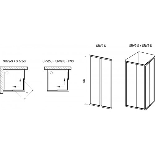 Душова кабіна RAVAK Supernova SRV2-90 195 S БІЛИЙ+TRANSPARENT