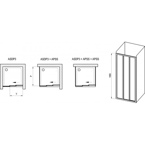 Душові двері RAVAK Supernova ASDP3-100 198 БІЛИЙ+GRAPE