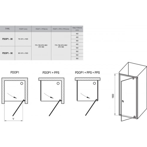 Душові двері RAVAK Pivot PDOP1-80 БІЛИЙ+TRANSPARENT