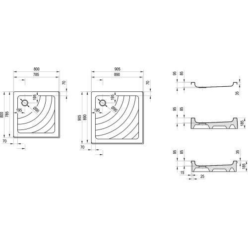 Изображение Душевой поддон RAVAK ANGELA-80 EX БЕЛЫЙ