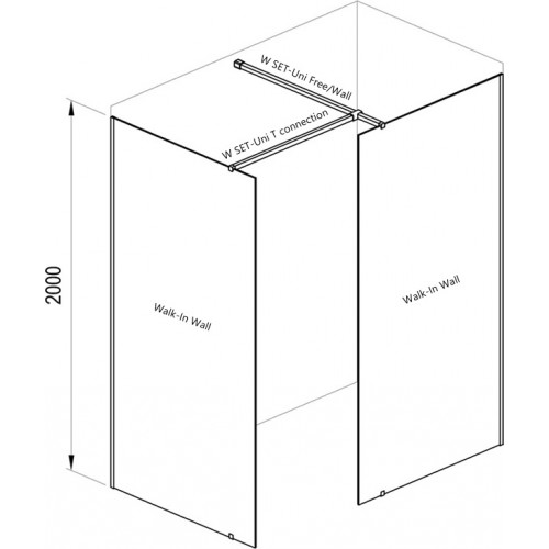 Душова кабіна RAVAK WALK-IN WALL-90 V.200 ЧОРНИЙ+TRANSPARENT