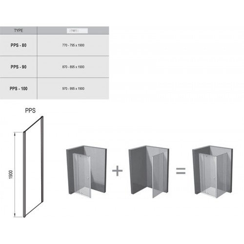 Неподвижная стенка RAVAK Pivot PPS-100 ПОЛИР. АЛЮМ.+TRANSPARENT