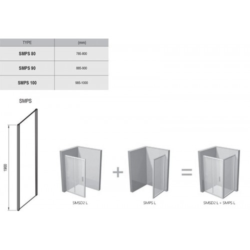 Неподвижная стенка RAVAK SmartLine SMPS 90 R ХРОМ+TRANSPARENT