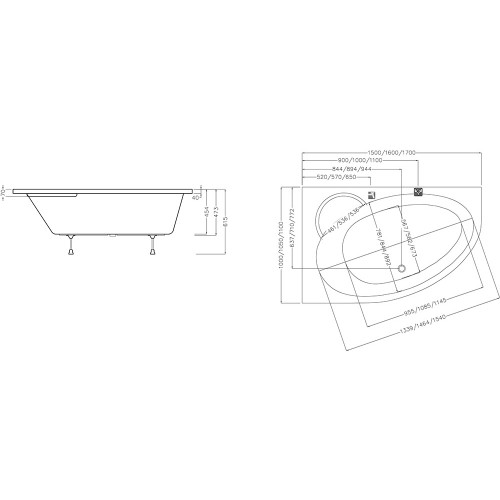 Изображение Ванна акриловая RAVAK ASYMMETRIC II 170 X 110 L левая