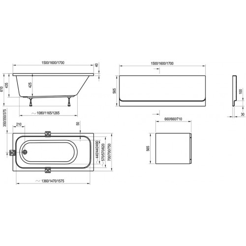 Зображення Ванна RAVAK CHROME 150X70 БІЛА