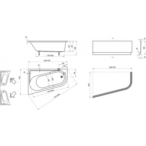 Изображение Ванна акриловая RAVAK CHROME 160X105 L левая