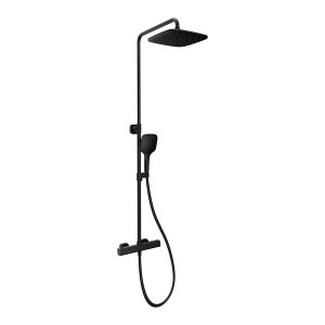 Душевая штанга Ravak 10° Free black, с термостатическим смесителем и душевой лекой, черный