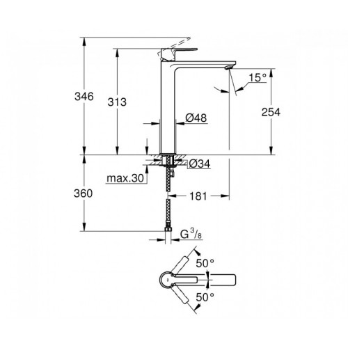 Изображение Смеситель для раковины Grohe Lineare XL-Size 23405001