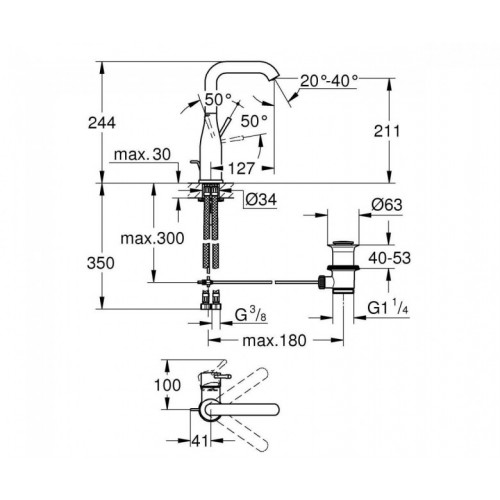 Змішувач для раковини Grohe Essence L-Size 32628001