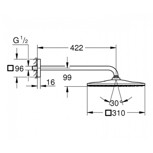 Верхний душ Grohe Rainshower 310 Mono Cube 26563000