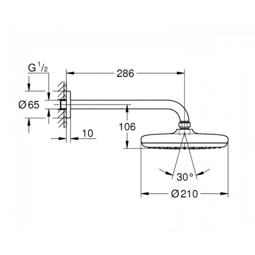 Верхний душ Grohe Tempesta 210 26411000